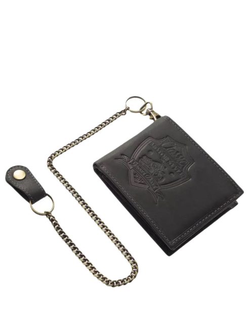 Pénztárca  GREEN DEED MPA1021 Fekete bőr férfi páncélos motoros