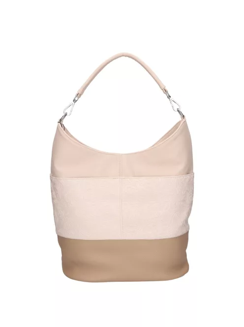 Karen D 207 bézs fehér virág rostbőr táska