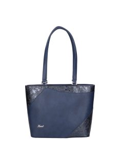 Karen 1522 kék virágos rostbőr női válltáska