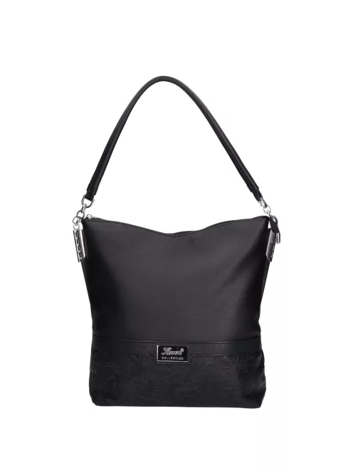 Karen 1337 bis fekete virág rostbőr női táska