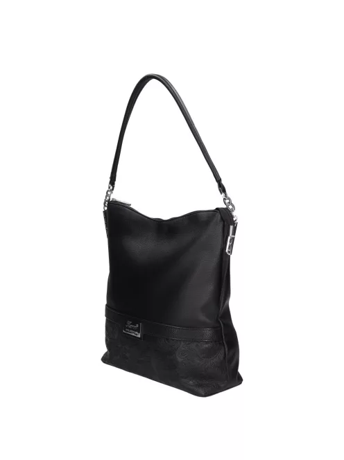 Karen 1337 bis fekete virág rostbőr női táska