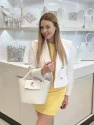 Karen 9420 fehér ezüst rostbőr táska