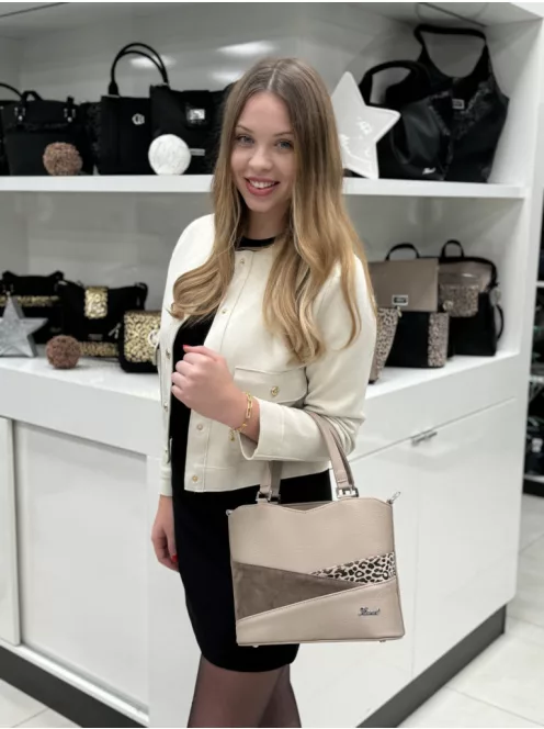 Karen D 565 bézs virág rostbőr női kézitáska