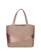 Karen D 565 drapp bronz virág mintás rostbőr női kézitáska