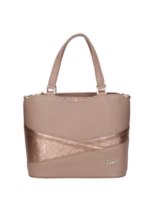 Karen D 565 drapp bronz virág mintás rostbőr női kézitáska