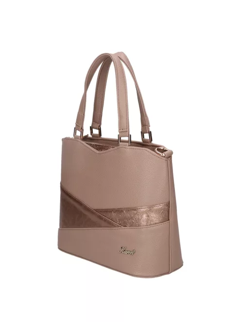Karen D 565 drapp bronz virág mintás rostbőr női kézitáska