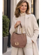 Chiara K 772 bis barna bronz virág rostbőr női kézitáska – elegáns Chiara rostbőr női kézitáska