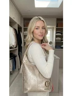 Chiara L 354 bézs arany rostbőr táska