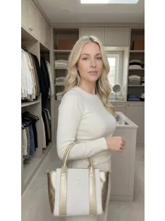 Chiara E 6000 bézs YU fehér rostbőr táska