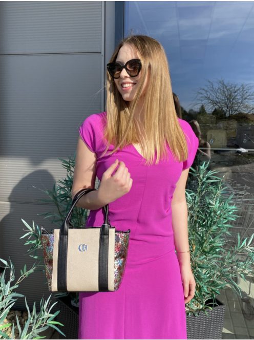 Chiara E 6000 bézs YU fehér rostbőr táska