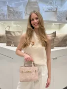 Chiara K 7038 bézs virág rostbőr női táska
