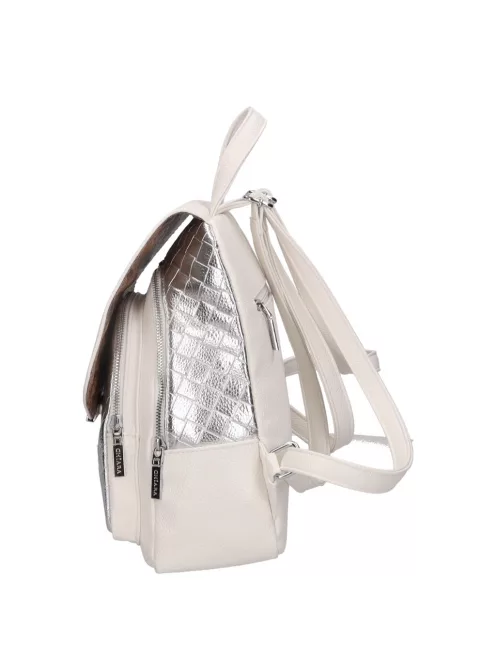 Chiara M 8033 fehér ezüst rostbőr női táska