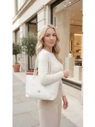 Chiara M 8054 fehér virág rostbőr női táska