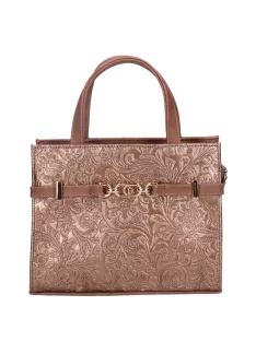   Chiara K 7038 drapp bronz virág mintás rostbőr női kézitáska