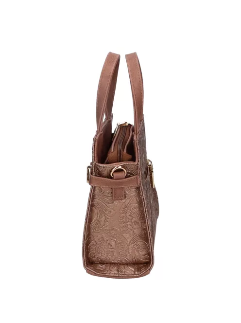 Chiara K 7038 drapp bronz virág mintás rostbőr női kézitáska