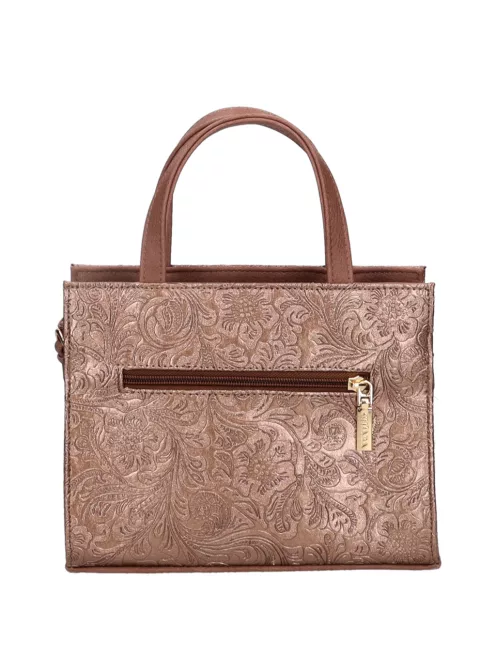 Chiara K 7038 drapp bronz virág mintás rostbőr női kézitáska