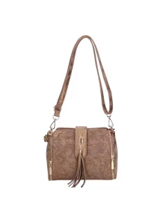 Chiara M 5044 bis bronz virág rostbőr női oldaltáska – elegáns Chiara rostbőr női oldaltáska