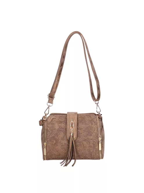 Chiara M 5044 bis bronz virág rostbőr női oldaltáska – elegáns Chiara rostbőr női oldaltáska