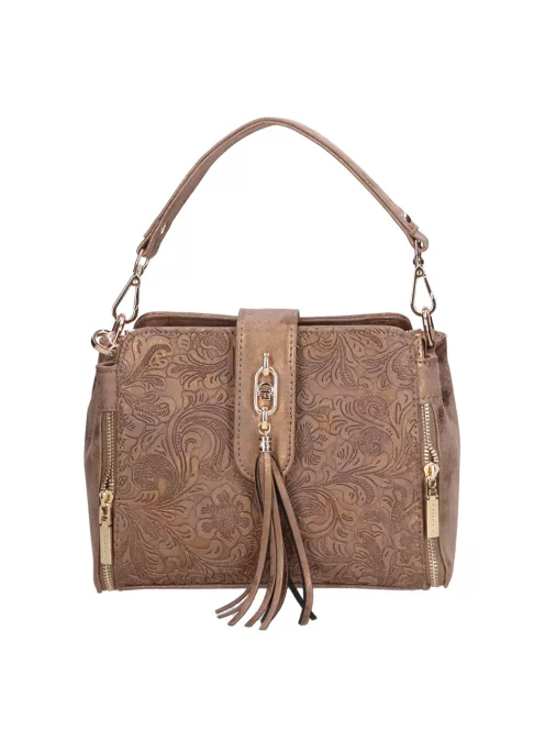 Chiara M 5044 bis bronz virág rostbőr női oldaltáska – elegáns Chiara rostbőr női oldaltáska