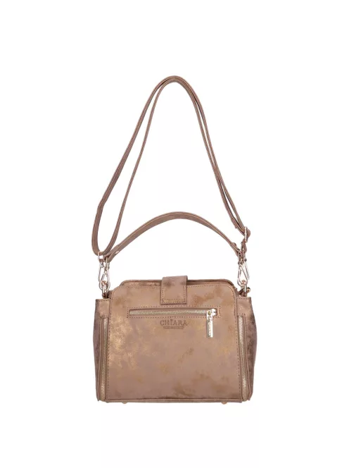 Chiara M 5044 bis bronz virág rostbőr női oldaltáska – elegáns Chiara rostbőr női oldaltáska