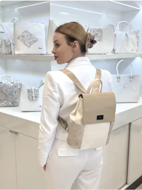 Karen rostbőr táska bézs oldalt virágos