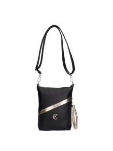 Karen 2501 fekete arany csík rostbőr táska