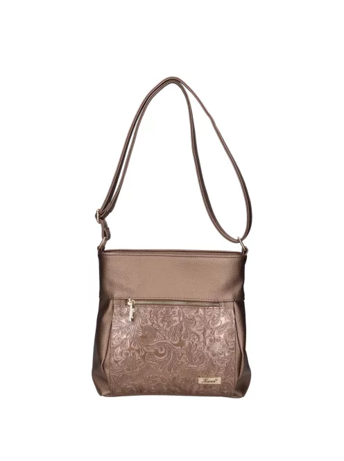 Karen 1607 bronz virág rostbőr táska