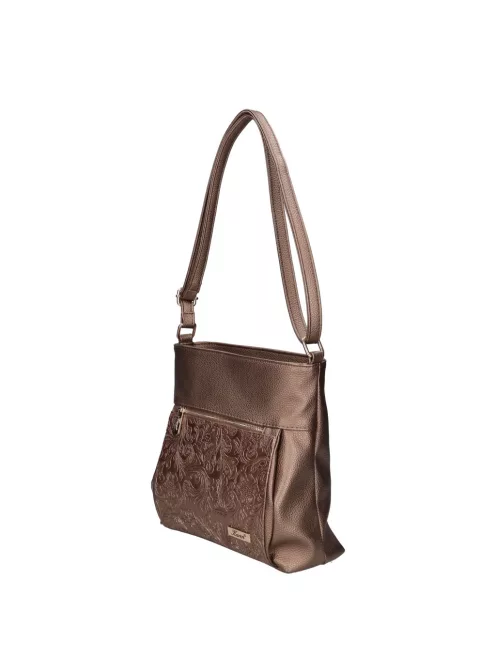 Karen 1607 bronz virág rostbőr táska
