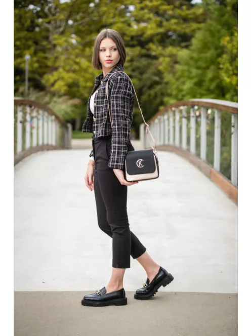 Karen rostbőr táska D 527 fekete új virág