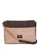 Karen 9358 barna drapp velúr virág rostbőr táska