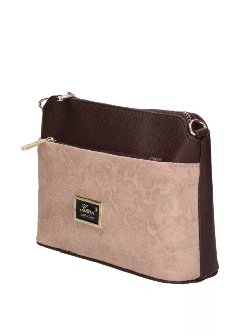 Karen 9358 barna drapp velúr virág rostbőr táska