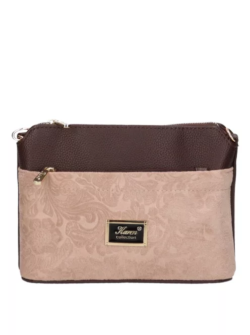 Karen 9358 barna drapp velúr virág rostbőr táska