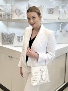 Karen D 099 fehér virág rostbőr táska