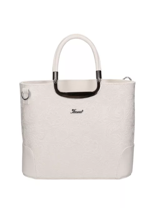 Karen 1491 bis fehér virág rostbőr táska