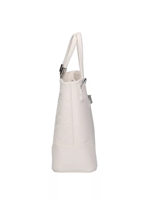 Karen 1491 bis fehér virág rostbőr táska