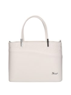 Karen D 444 fehér virág rostbőr táska