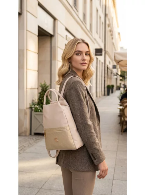 Karen D 694 drapp virág rostbőr táska