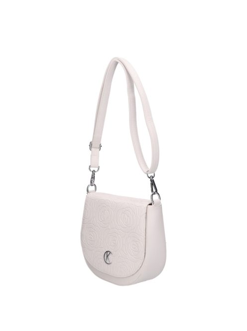 Karen 2497 fehér virág rostbőr táska