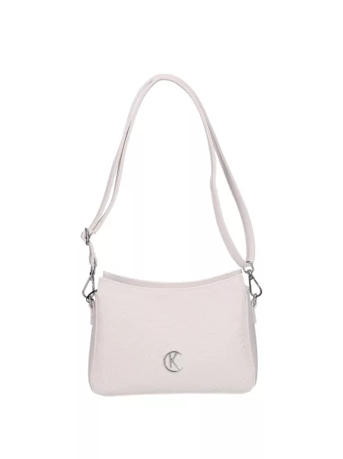 Karen D 700 fehér virág rostbőr táska