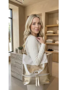 Karen 1713 bézs arany rostbőr táska