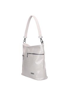 Karen 9489 fehér ezüst rostbőr táska
