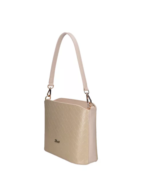 Karen S 087 bézs arany fonott rostbőr női táska