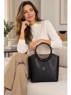 Karen 1722 fekete  rostbőr női válltáska – elegáns Karen rostbőr női válltáska