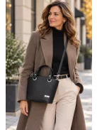 Karen 2390 fekete mintás rostbőr női kézitáska – elegáns Karen rostbőr női kézitáska
