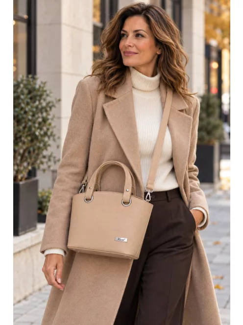 Karen 2390 drapp rostbőr női válltáska rostbőr női kézitáska – elegáns Karen rostbőr női válltáska