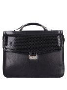 Karen Karina fekete lakk fonott rostbőr női aktatáska