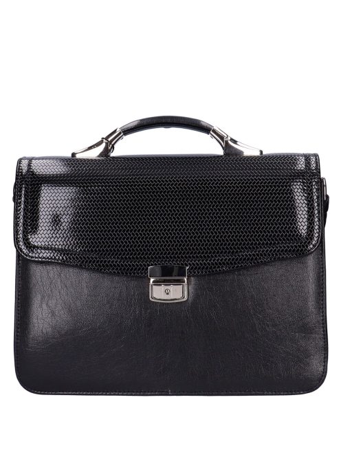 Karen Karina fekete lakk fonott rostbőr női aktatáska