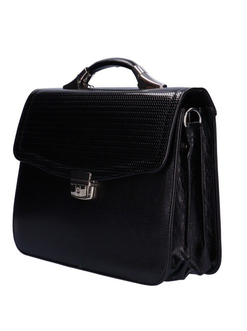 Karen Karina fekete lakk fonott rostbőr női aktatáska