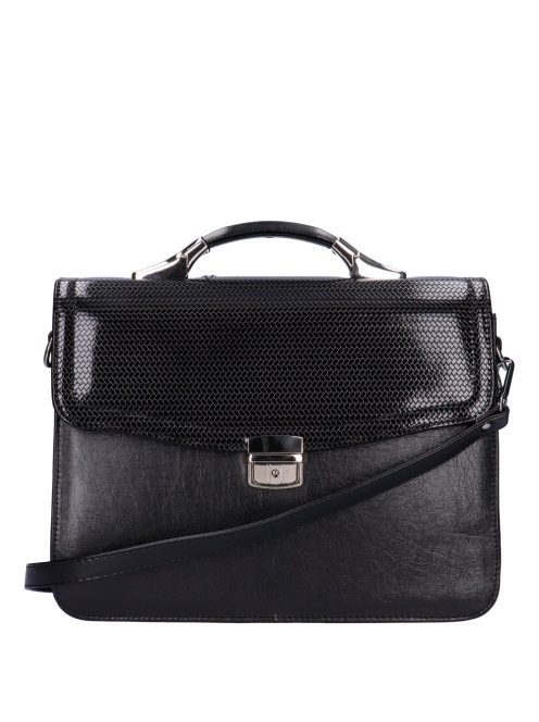 Karen Karina fekete lakk fonott rostbőr női aktatáska