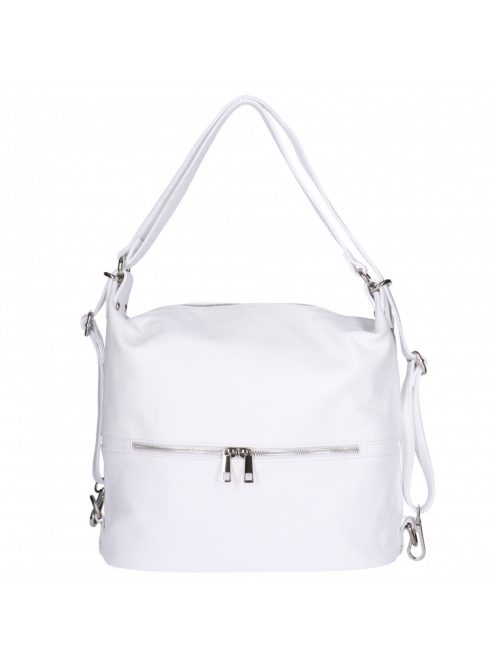 Válltáska/Hátizsák OLASZ BŐR 01053 fehér elöl cipzár